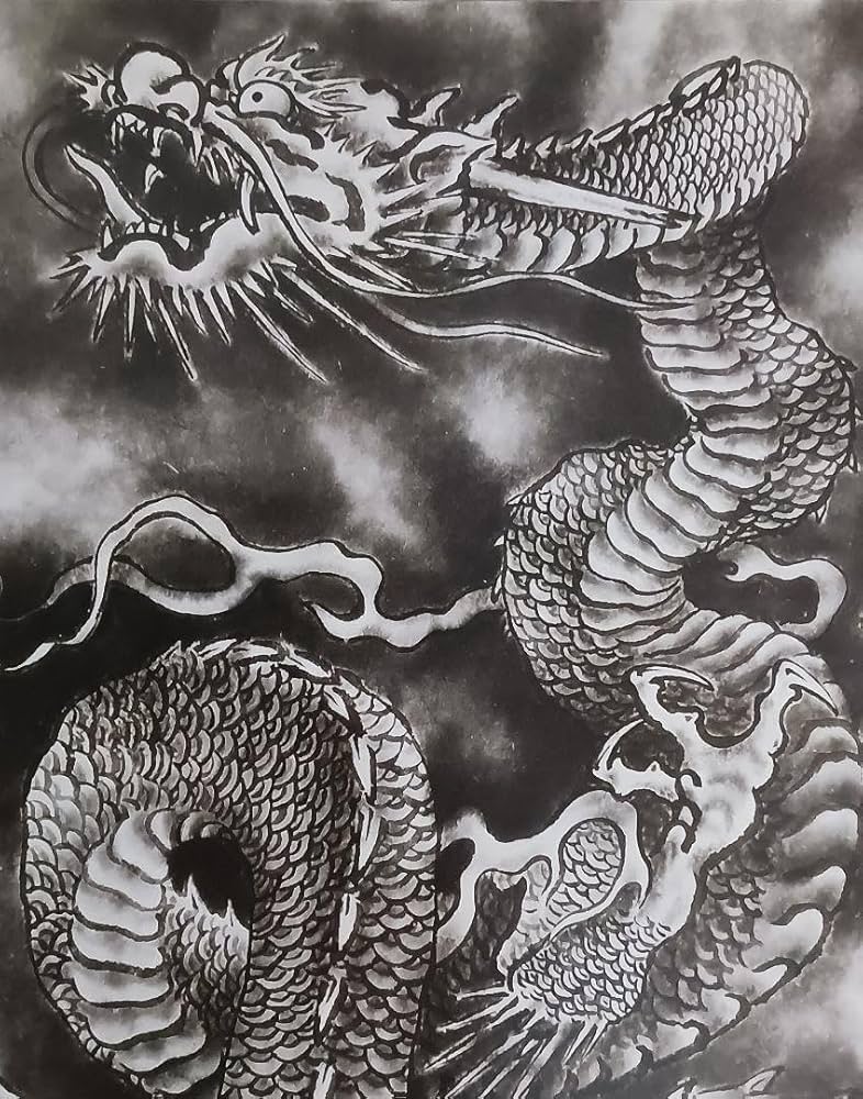 加藤龍山日本画「招き虎と太陽」と水墨画昇龍のポスターのセット