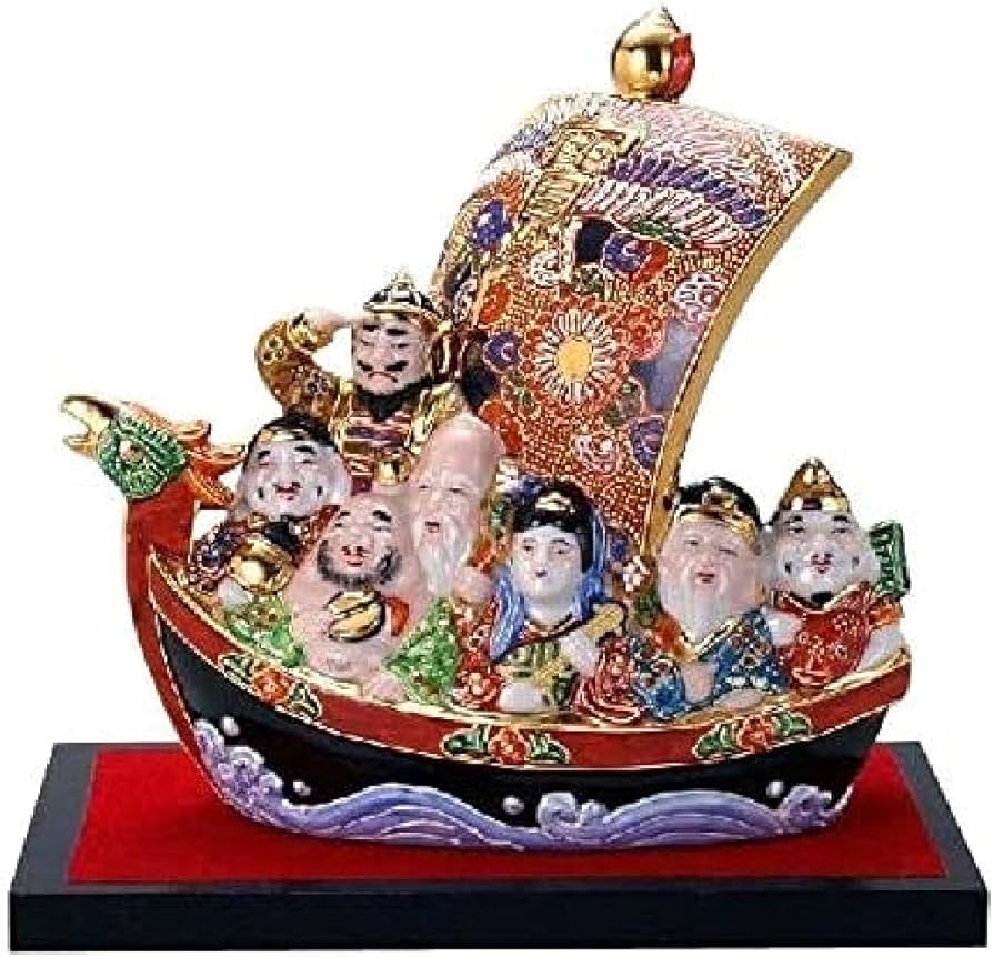 Amazon.co.jp: 【九谷焼】 7号七福神宝船 盛 台、敷物付き : ホーム
