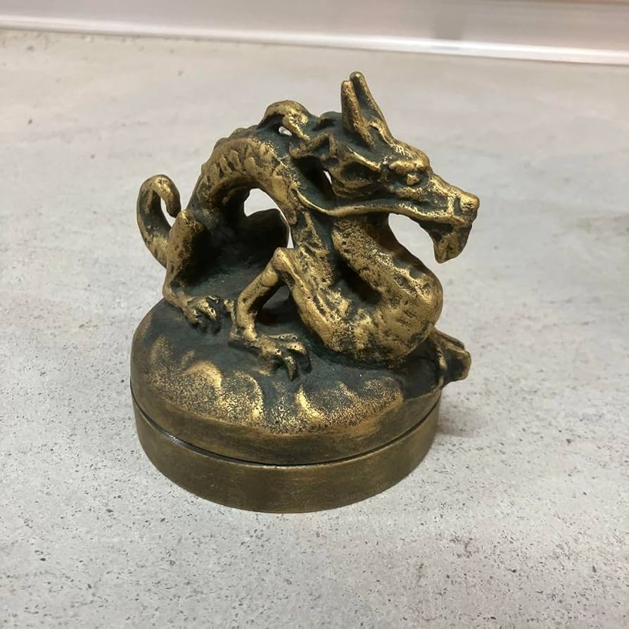 彫塑家 北村西望作「浴光 朱肉」黄布 共箱 銅製 龍 竜 置物 ブロンズ
