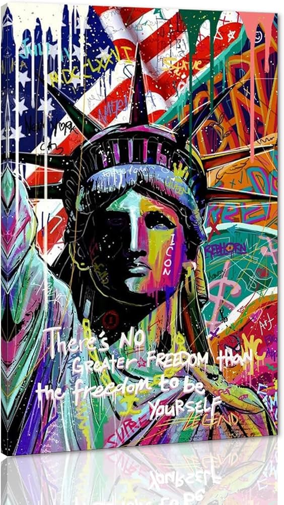 Amazon.co.jp: グラフィティ自由の女神キャンバスウォールアート抽象画