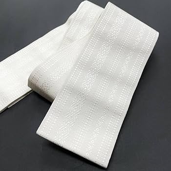 Amazon.co.jp: 白色 粋帯 正絹角帯 本場筑前博多織 男性用 男用 男 絹