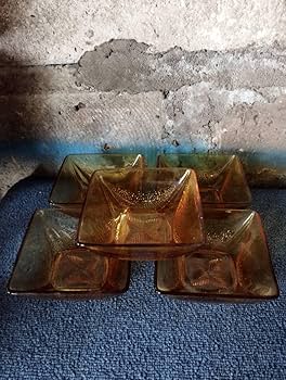 アンバーガラス カット細工コンポート／飾り鉢 アンバーガラス