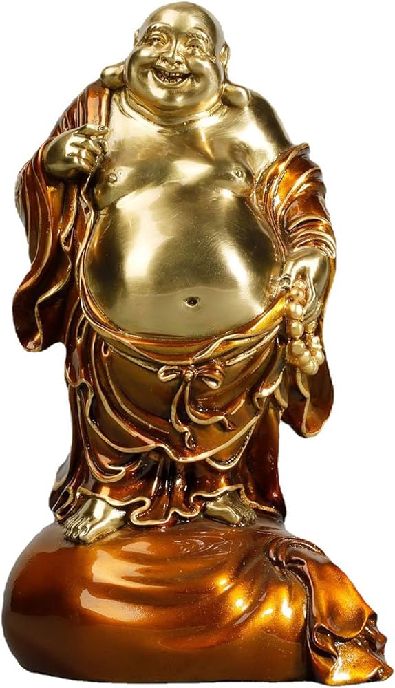 Amazon.co.jp: 布袋さんの置物 真鍮 銅製 布袋様 置物 金運 七福神の