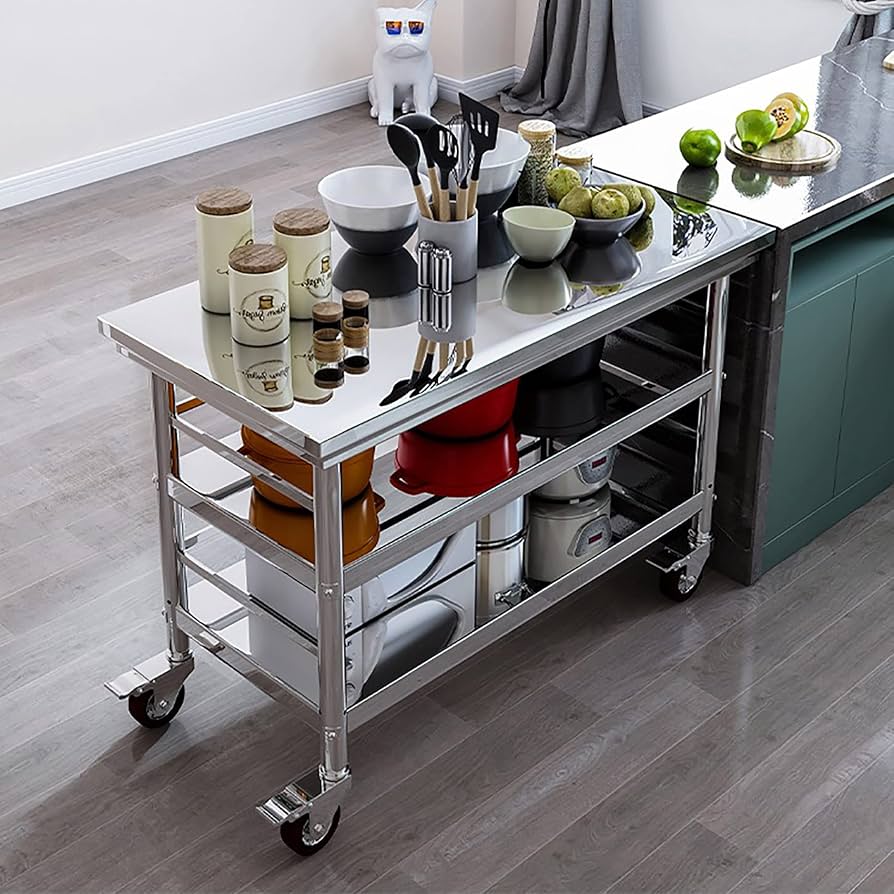 Amazon.co.jp: ステンレス鋼作業台 2段 90/100120×60×80CM ステンレス