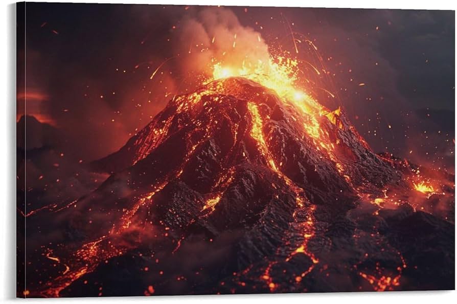 Amazon.co.jp: 絵画 火山噴火の風景 アートパネル ポスター 雄大な自然