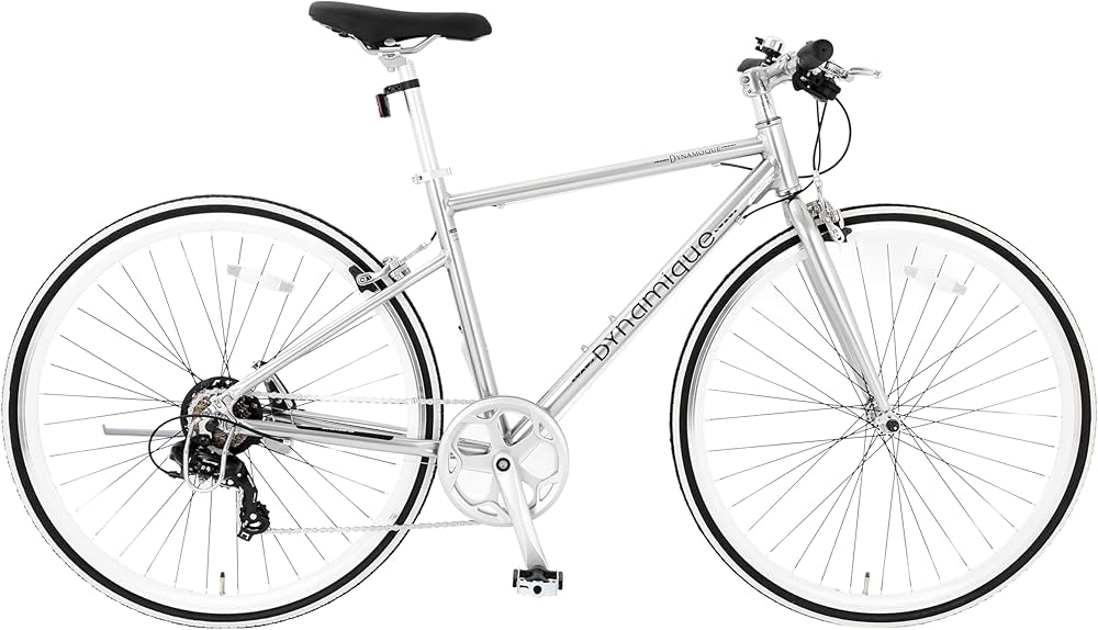 ホワイト クロスバイク アルミフレーム 自転車 ロックリング付き