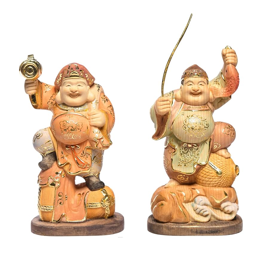 昭和レトロ 七福神 大黒天 恵比寿 押し絵 立体画 日本画 額縁 芸術