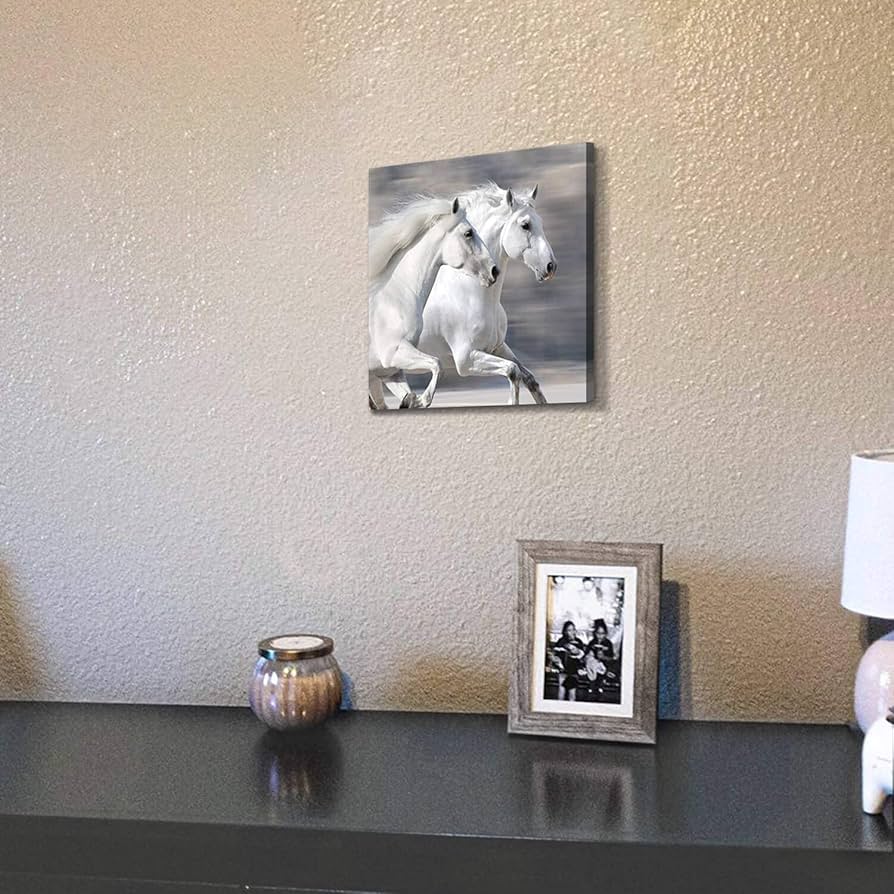 No.240フレーム付きキャンバスアート オシャレ絵画 馬の絵画 白馬 No