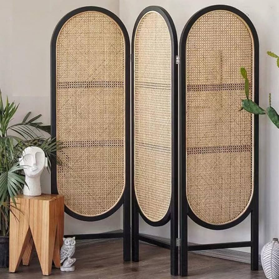 ブラウン木製格子パーテーション 2枚組 ラタン たのメル便にて発送