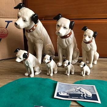 昭和レトロ Victor ビクター犬 ニッパーくん 陶器製 置物 | choice