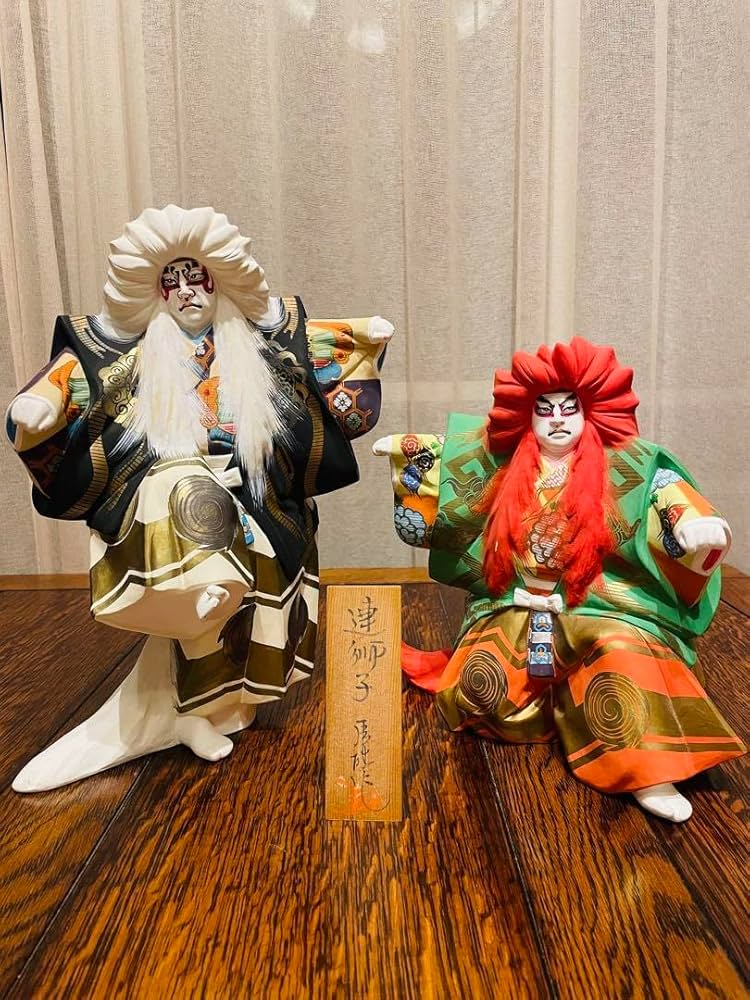 Amazon.co.jp: 博多人形 連獅子 川崎虎雄（乕雄）作 親獅子の精 仔獅子