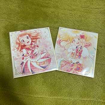 112】アイカツスターズ サイン色紙 うちわ セット 虹野ゆめ エルザ
