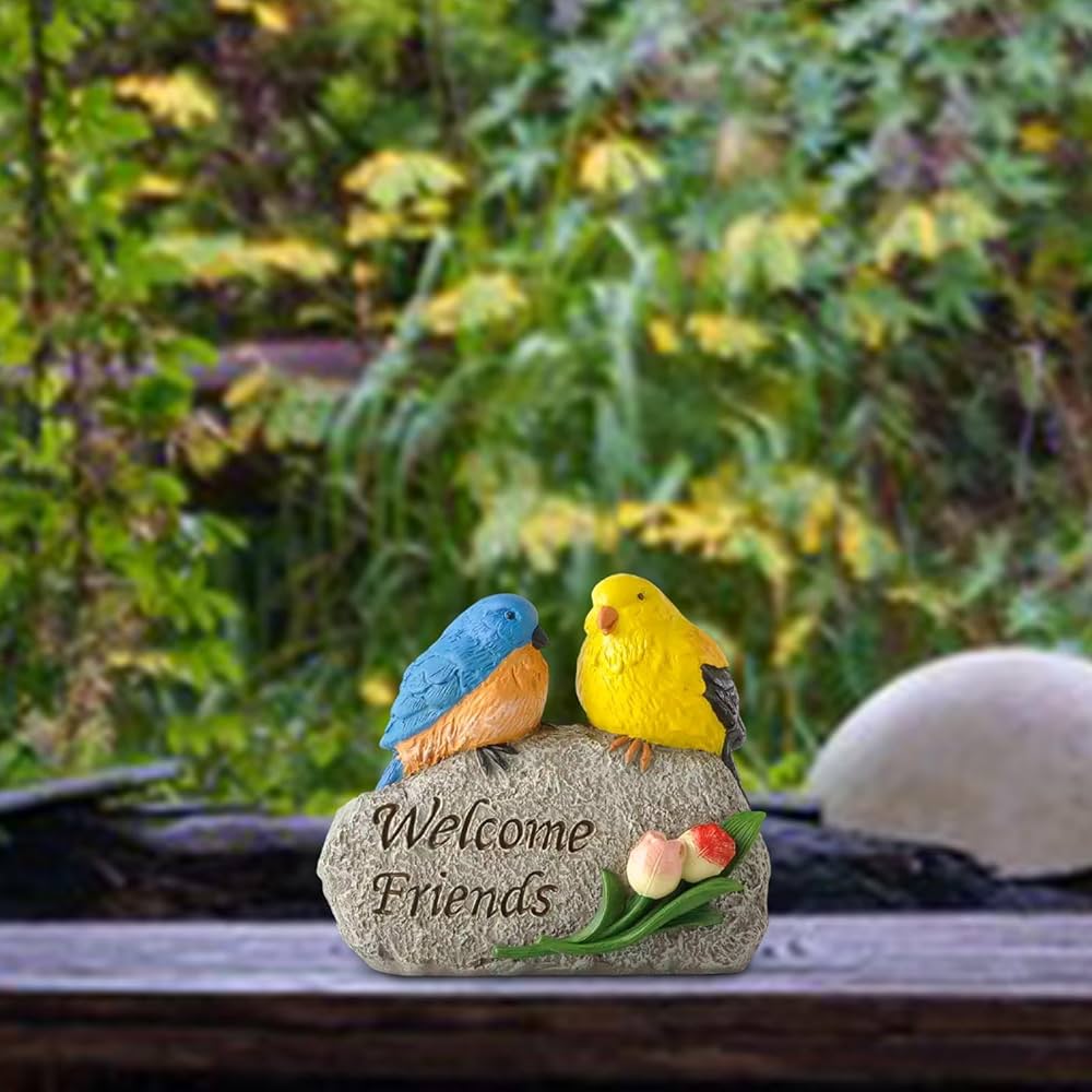 Amazon.co.jp: Qialexicon 石の鳥の置物彫刻家の装飾家の装飾樹脂庭園