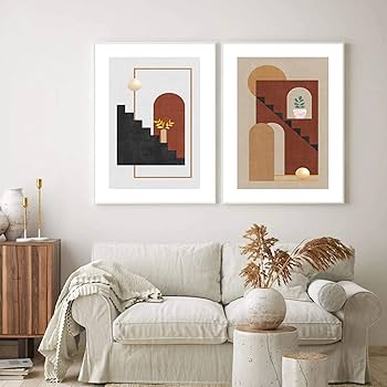 Amazon.co.jp: 抽象的なグラフィックオレンジ銅色キャンバス絵画壁