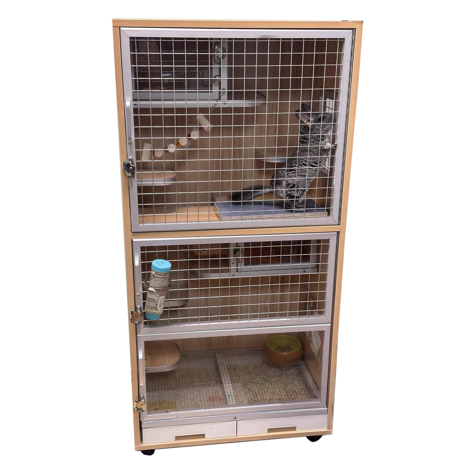 チンチラゲージセット 小動物飼育ケージ ゲージ 高級木製（オーク材