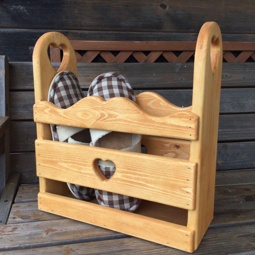 カントリー家具木製スリッパラック ハート