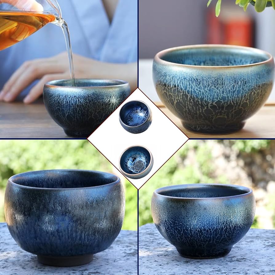 中国 宋代 建窯 窯変 油滴天目茶碗 桐箱付 M R4617 中国