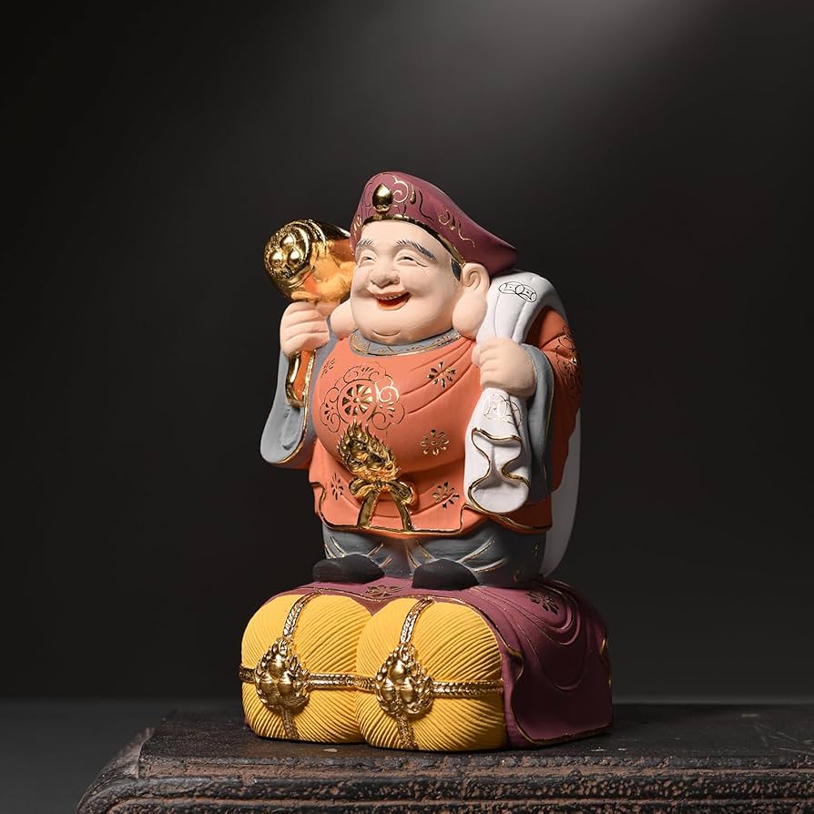Amazon｜繁樓藝雕 七福神 大黒天 木彫り 桧木製 縁起物 玄関置物 開運