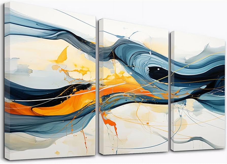 Amazon.co.jp: SHYAMIC アートパネル 抽象 3枚セット飾り絵 抽象画, 青