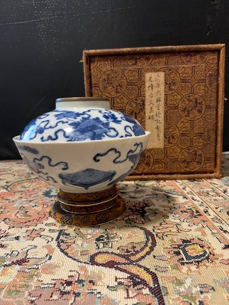 中国 染付 お碗 宣徳年製銘 送料込み1102 中国 染付 お碗 宣徳年製銘