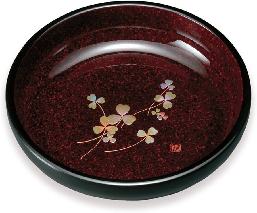 Amazon.co.jp: 紀州のぬりもの 菓子鉢 7.0 石目塗 クローバー 22-57-8