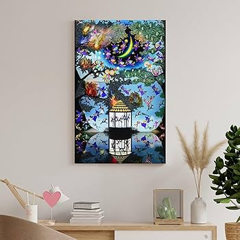 Amazon.co.jp: 藤城清治版 魔法の森に燃える再生炎 絵画 ポスター 工芸