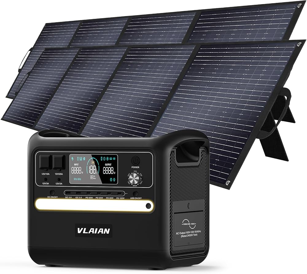 ポータブル電源 + 折り畳みソーラーパネル2枚