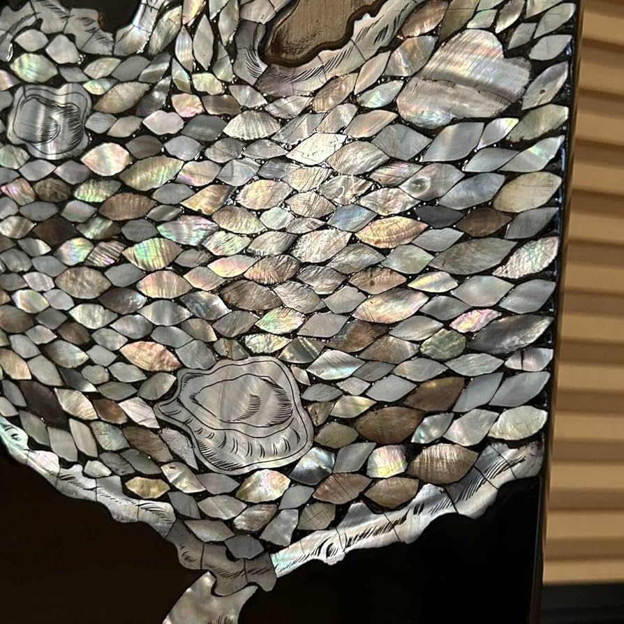 Amazon｜衝立 金屏風 漆塗り螺鈿細工 4曲1双 鶴 蓮の花 品 骨董品