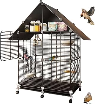 Amazon | SASATO 鳥かご 鳥ケージ 大型 【収納できる屋根】 複数飼い