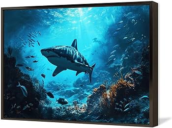 波とサメの油絵 波とサメの油絵