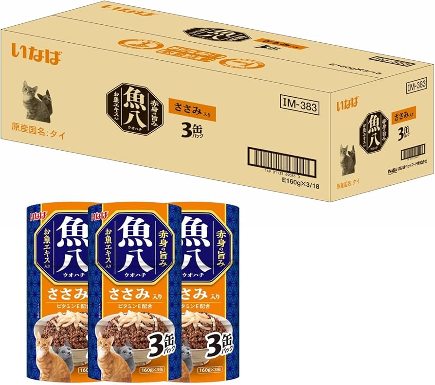 Amazon.co.jp: いなば 魚八 ささみ入り 160g×3缶×18個 (セット) 猫用