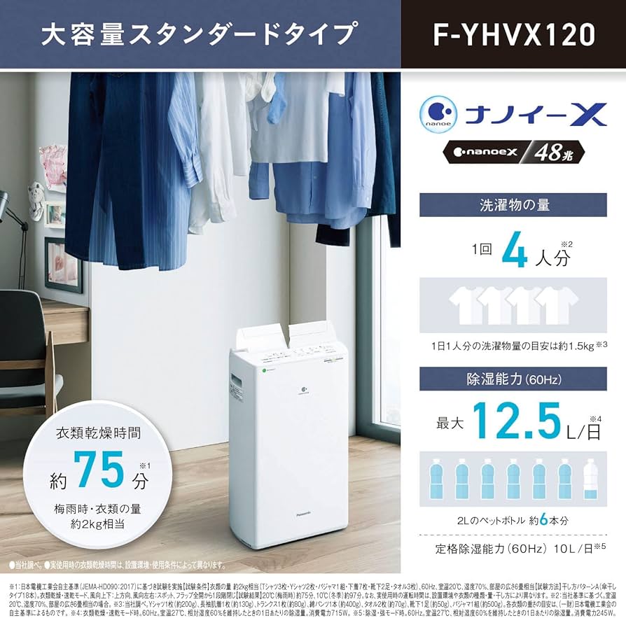 Amazon | パナソニック 衣類乾燥除湿機 クリスタルホワイト F-YHVX120