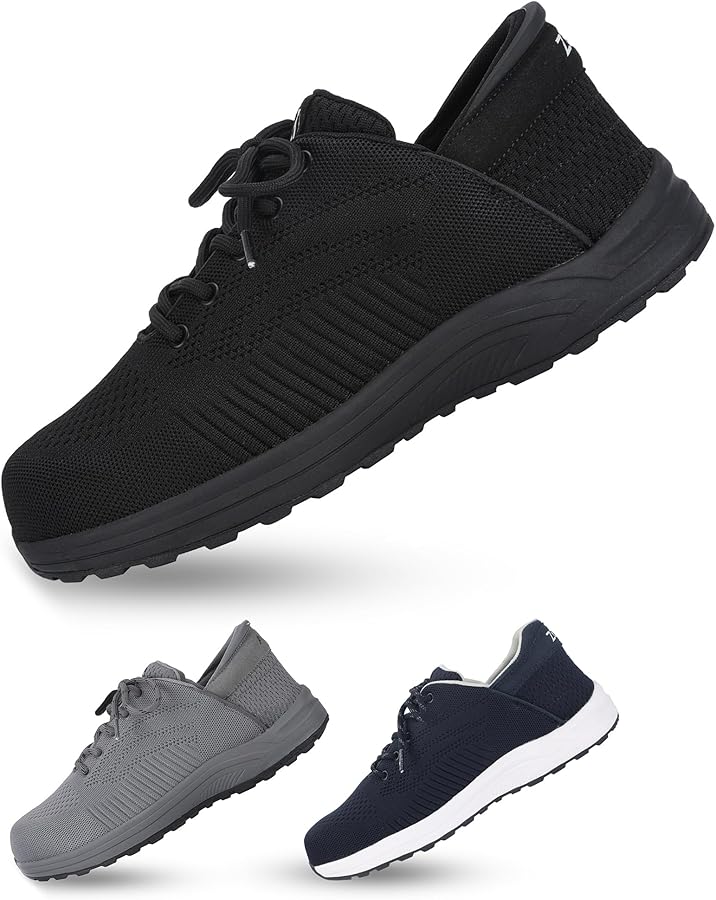 Amazon.com | ZEBA Hands Free Slip on Black Husky Sneakers for Men