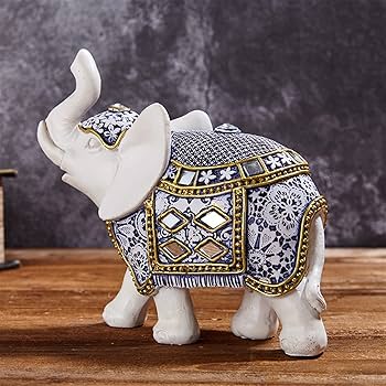 Amazon.co.jp: 象の装飾、大きな象の置物、家の装飾、11インチの