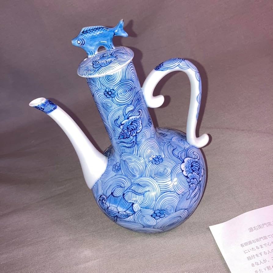 染付章魚唐草濃 小茶壺 舘林 源右衛門 5378++館林源右衛門 陶硯染付