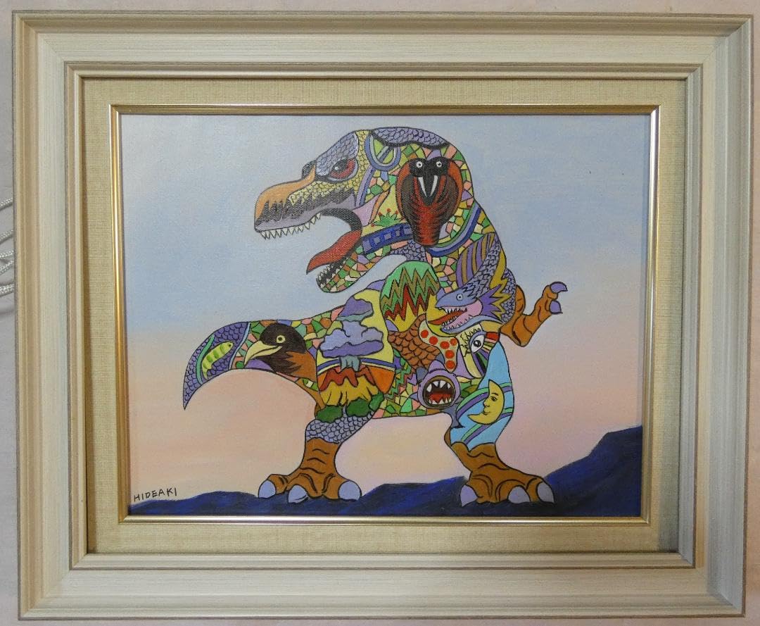 F6号】ジミー大西【ゴジラ】手描き/表裏サイン有り/油彩/アクリル/絵画