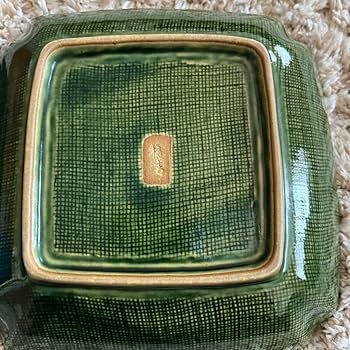 織部焼菊図角皿 8枚 [B24551] 織部焼菊図角皿 8