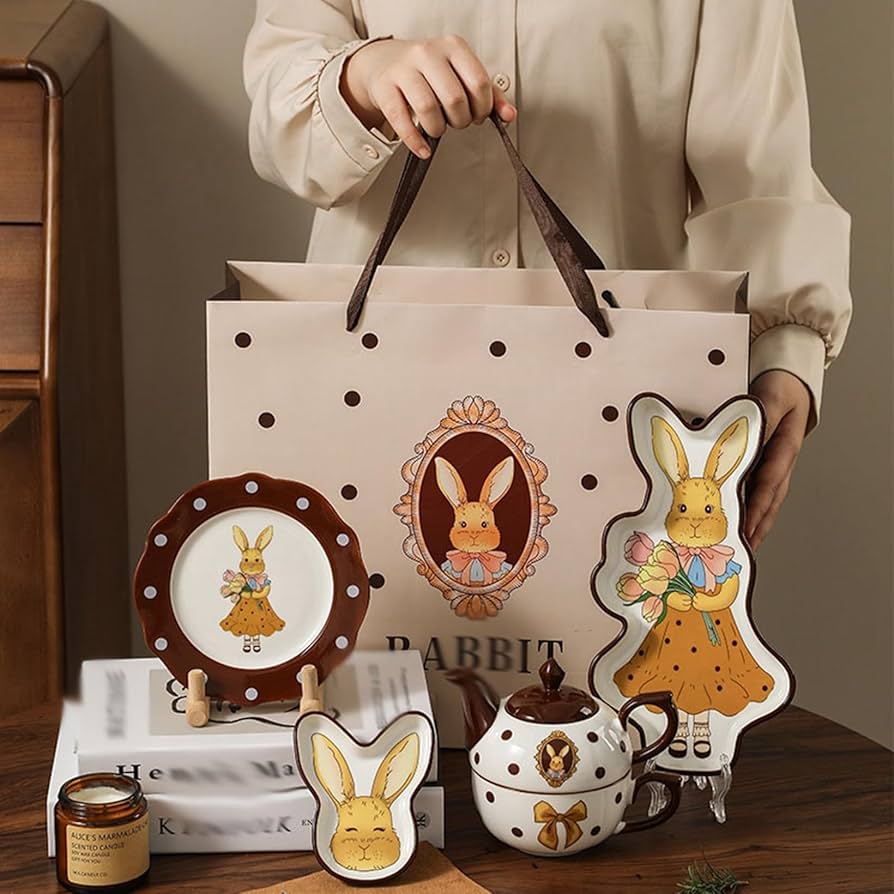 Amazon.co.jp: 食器セット 童話風 兎 うさぎ ギフトボックス お皿
