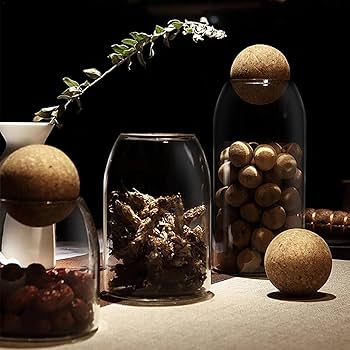 Amazon｜ガラスキャニスター コルク、ガラス貯蔵タンク ガラス瓶、密閉