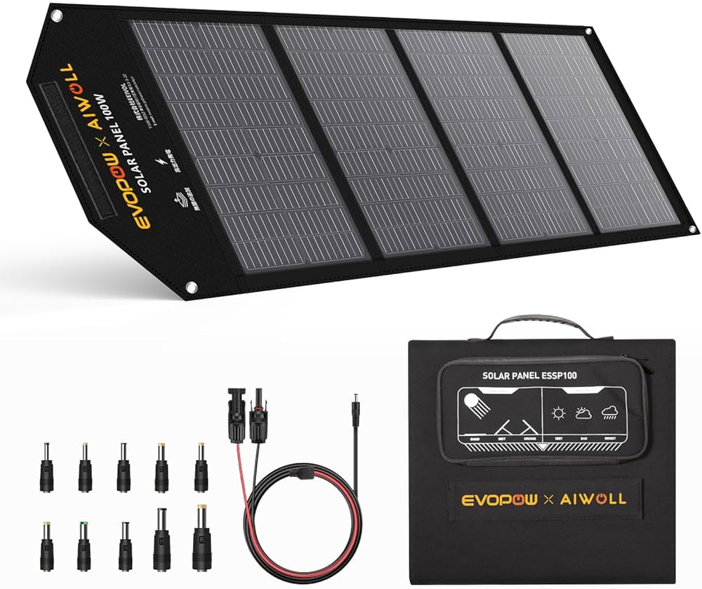 Amazon.co.jp: Evopow ソーラーパネル 100W ソーラーチャージャー