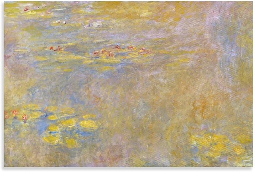 睡蓮 水彩画 大判 金色フレーム クロード・モネの**『睡蓮』**シリーズ