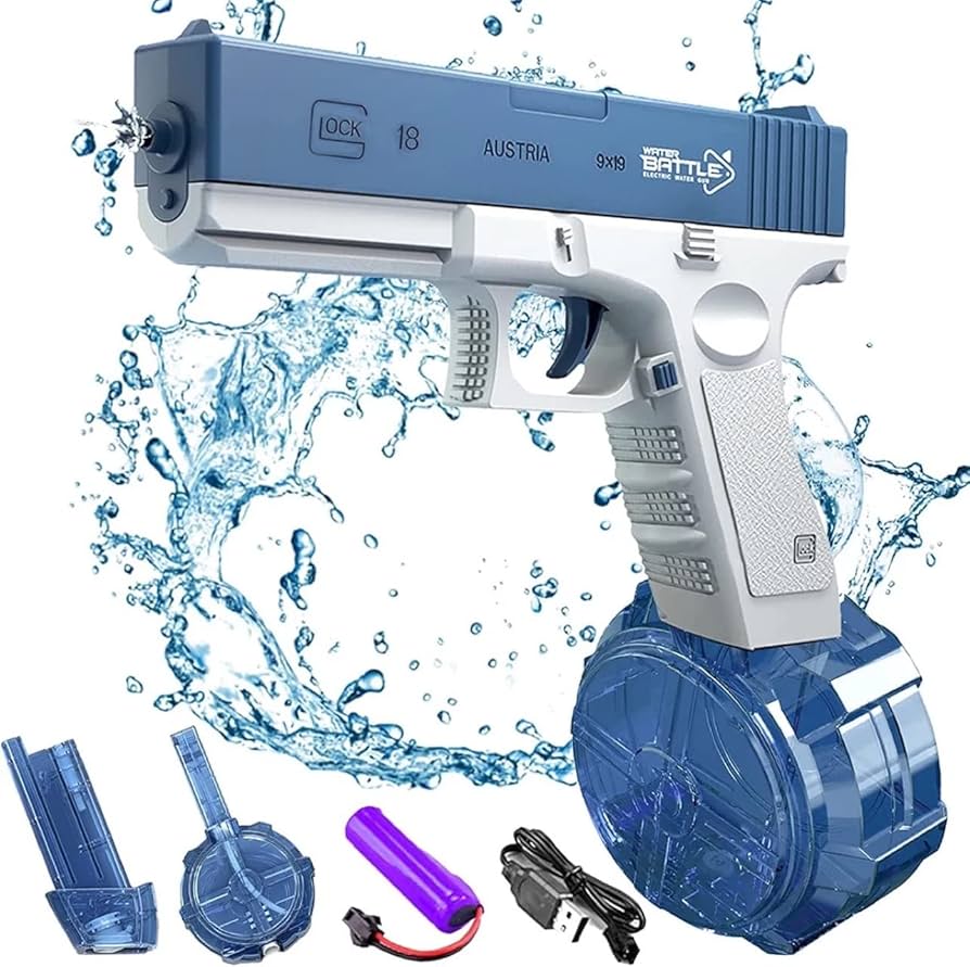 Amazon | 電動式連射水鉄砲 自動ウォーターガン 超強力飛距離 高速連続