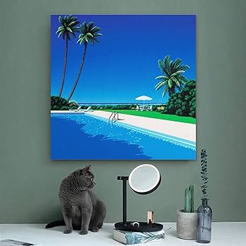 額縁付き】 永井博（Hiroshi Nagai） A2ポスター ⑧ 永井博 POOLSIDE