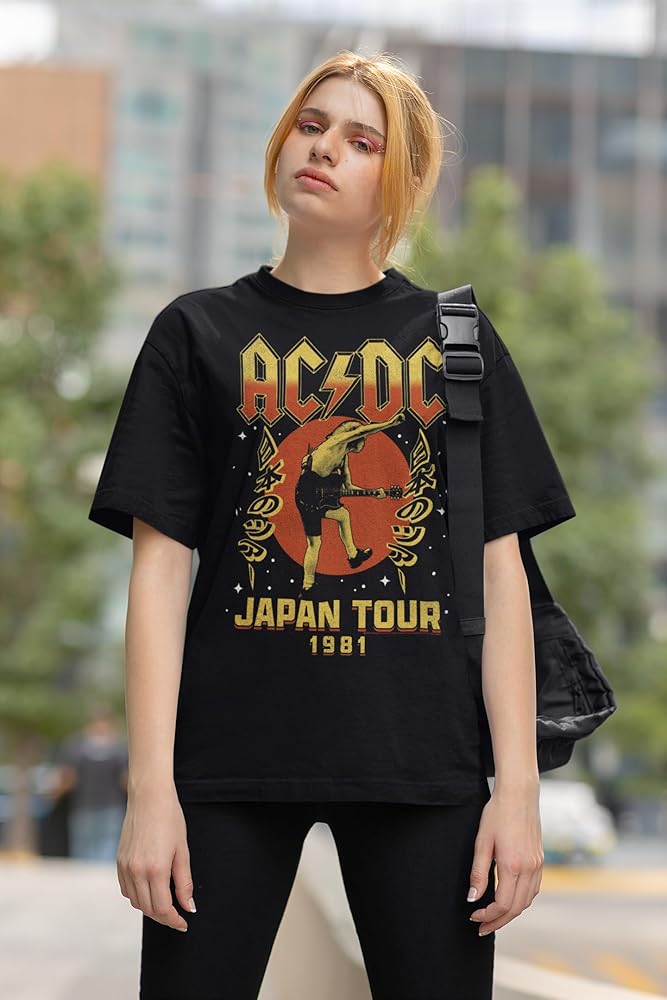 Amazon.com: ACDC Japan Tour '81 Adult Black Short Sleeve T Shirt