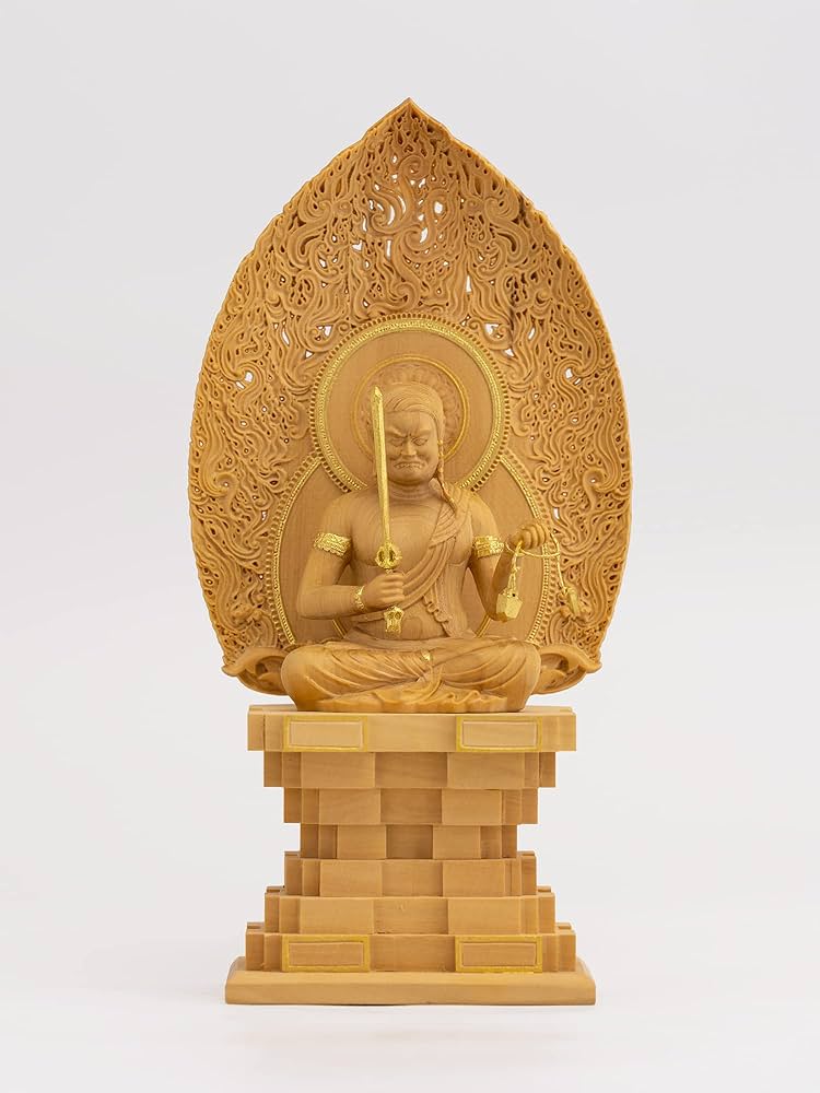 木製 不動明王座像 楽天市場】仏像 不動明王 座像 黒不動 3.5寸 四角台