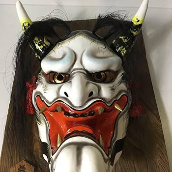 Amazon.co.jp: 石見神楽お面能面般若壁掛神社木彫魔除けTS1Z 303