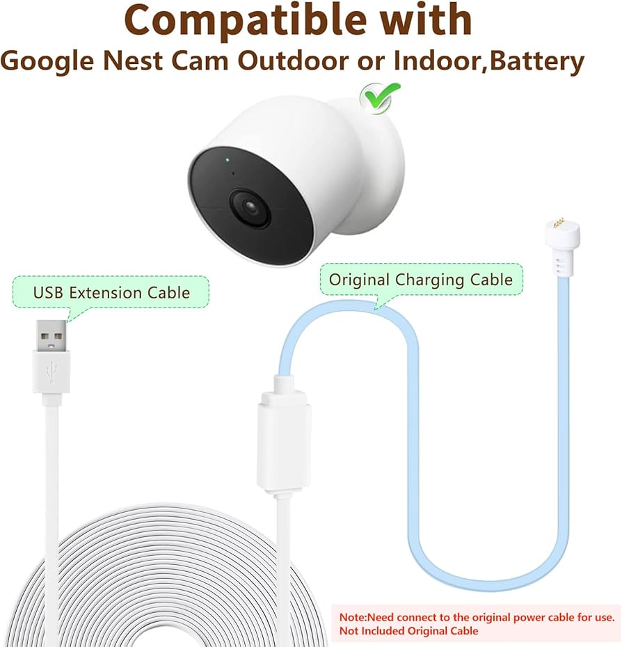 Google Nest Cam と屋外電源ケーブルのセット