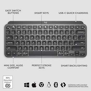 Amazon.com: Logitech MX Keys Mini Minimalist Wireless Illuminated