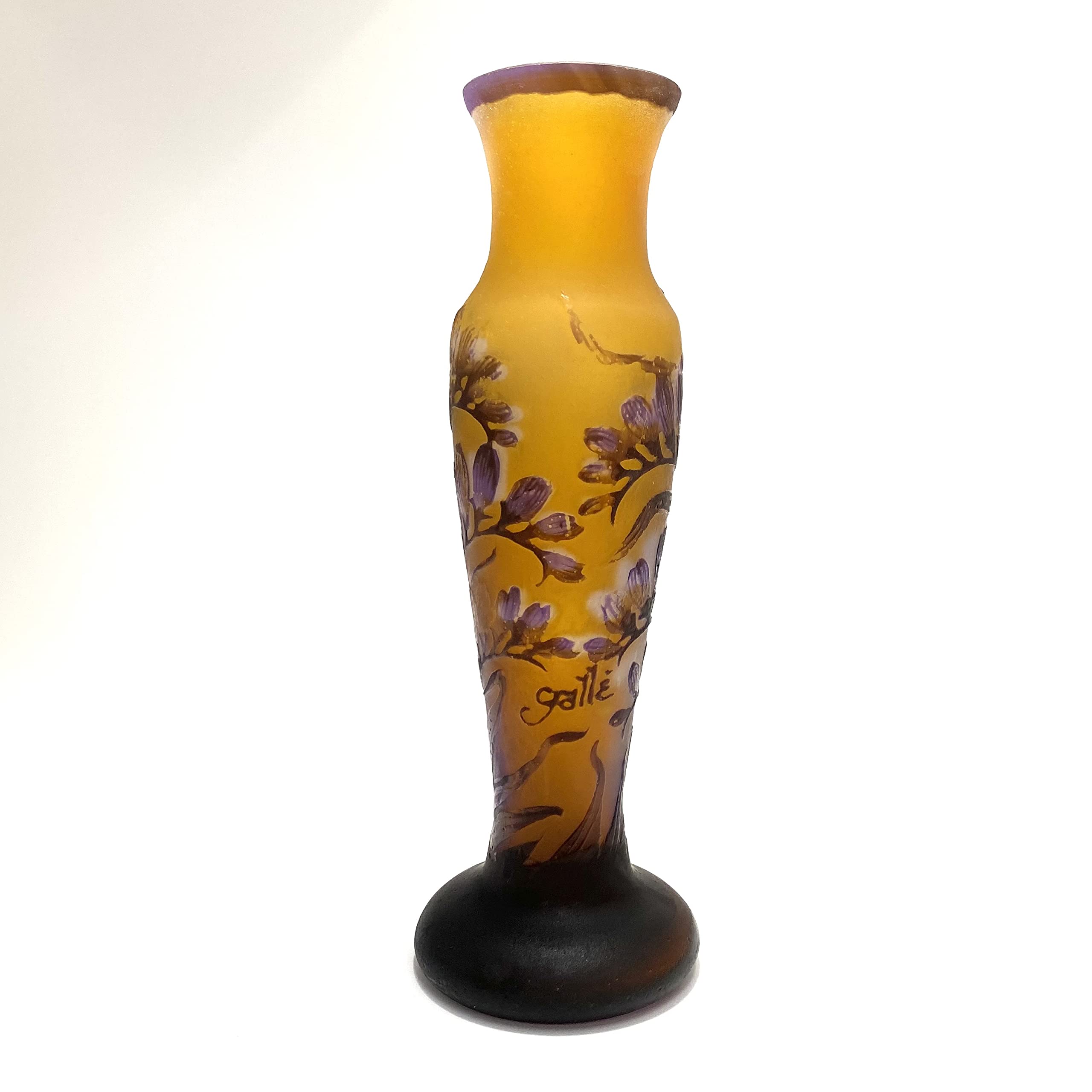 証明書付】希少エミールガレ 鉢 高さ19.5cm 幅7cm カメオ彫り 花器