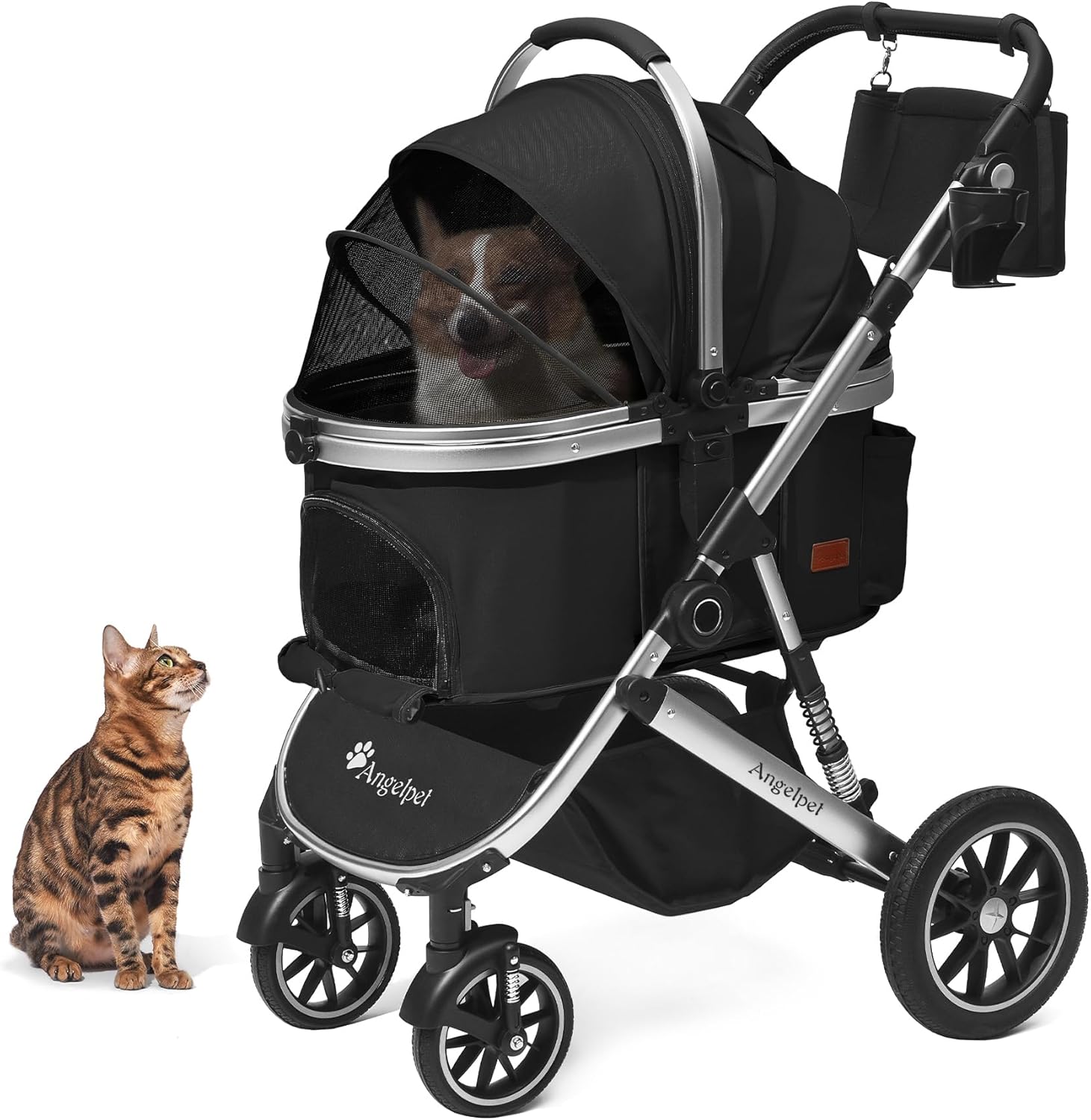 Angelpet ペットカート 分離型 犬用 バギー いぬ用 4輪 前輪360°回転